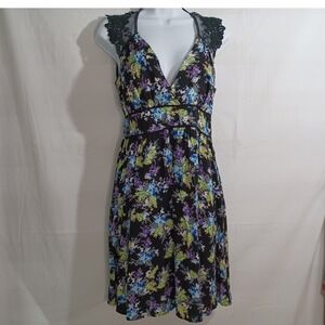 Women's Speechless Floral w/ Lace, Waist Tie, & Side Zipper Size 11